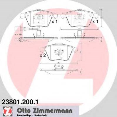 Комплект тормозных колодок, дисковый тормоз 238012001