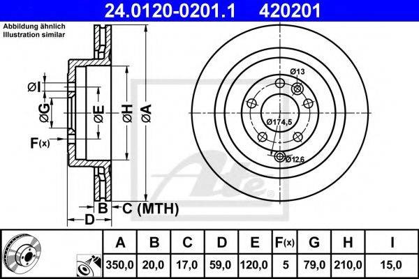 Диск тормозной задний 24012002011 ATE