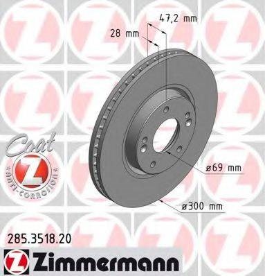 Тормоз дисковый передний 285351820 ZIMMERMANN