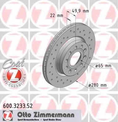 Передний тормозной диск 600323352 ZIMMERMANN