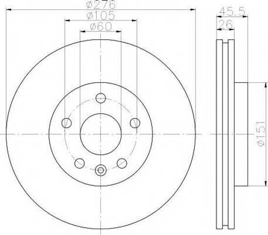 Диск тормозной передний 8DD355116351 HELLA
