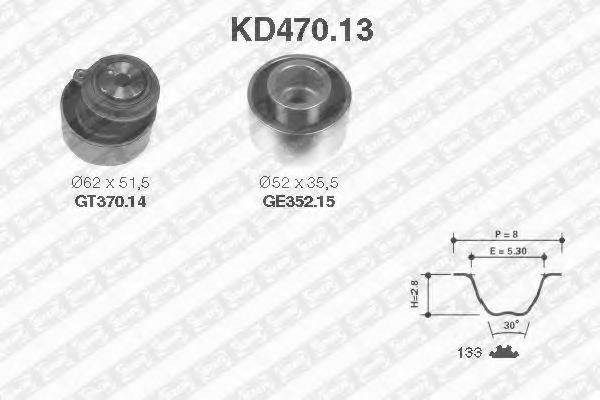 ГРМ ремни, комплект KD47013 SNR
