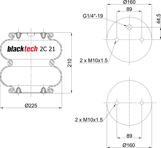 Рессора пневматической подвески 2C21210P01 BLACKTECH