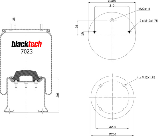Рессора пневматической подвески RML7023C1 BLACKTECH