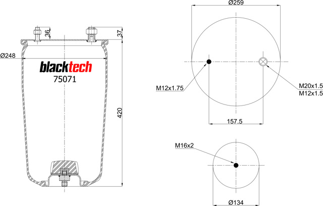 Пневморессора моста RML75071 BLACKTECH