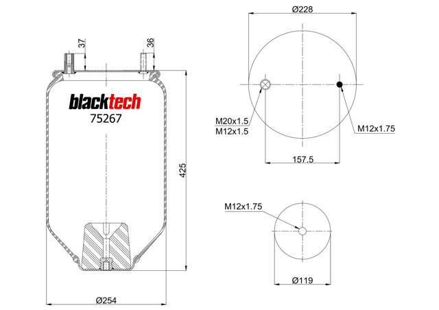 Рессора пневматической подвески RML752675 BLACKTECH