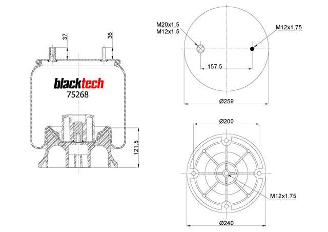 Пневморессора моста RML75268CP8 BLACKTECH