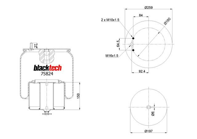 Рессора пневматической подвески RML75824C BLACKTECH