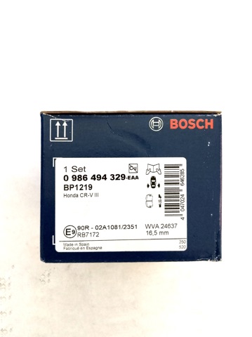 Колодки тормозные задние, дисковые 0986494329 BOSCH