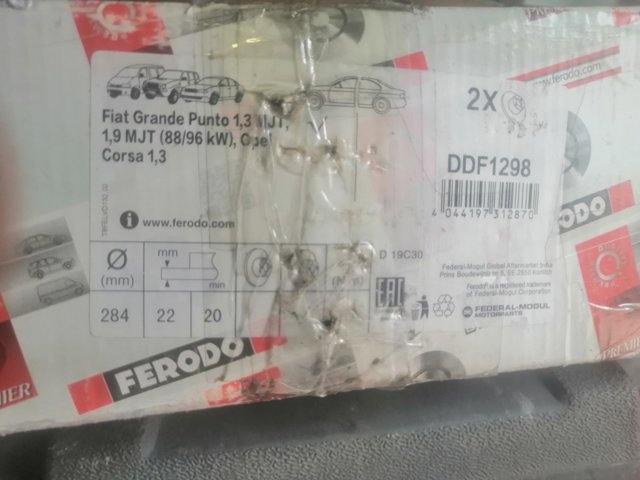 Диск тормозной передний DDF1298 FERODO