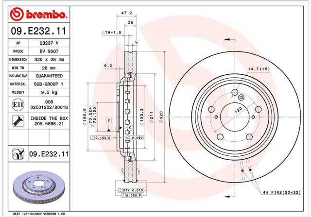 09E23211 BREMBO Передние тормозные диски купить в Черновцы