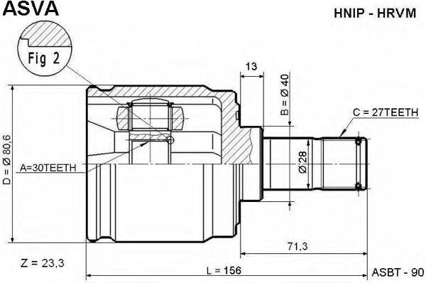 Шрус внутренний правый 30x40x27 (honda accord cl/cn/cm 2002-) HNIP-HRVM