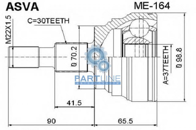 Шрус наружный 37x70.3x30 (mercedes benz ml-class 164 2004-2011) ME-164