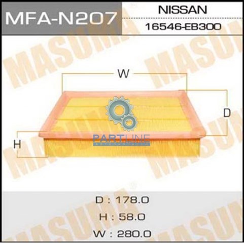 Воздушный фильтр a2512 masuma nissan/ pathfinder, navara 05- (1/20) MFAN207