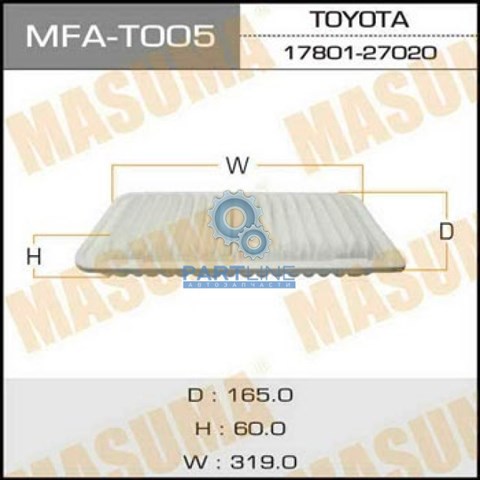 Воздушный фильтр a-1507 masuma toyota/ corolla/ cde120 01-07 (1/20) MFAT005