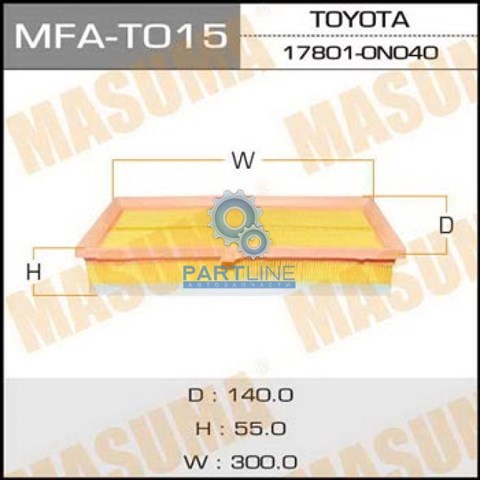 Воздушный фильтр a-1520 masuma toyota/ yaris/ nlp90 08- MFAT015