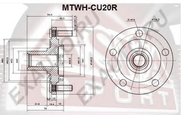Ступица задняя без подшипника (mitsubishi outlander cu 2002-2006) MTWH-CU20R