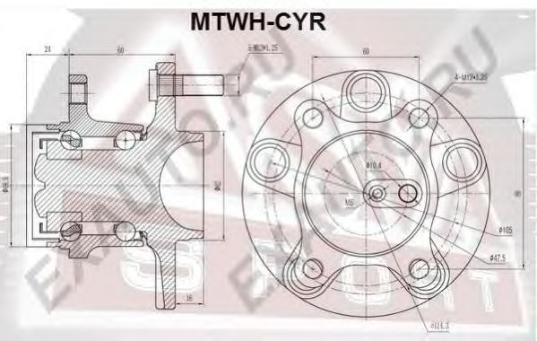 Ступица задняя (mitsubishi lancer cy2a/cy3a/cy4a 2007-) MTWH-CYR