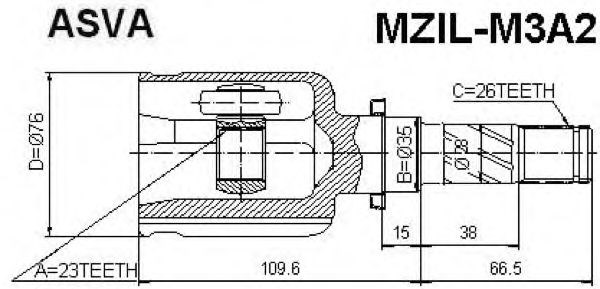 Шрус внутренний левый 23x35x26 (mazda 3 bk 2003-2008) MZIL-M3A2