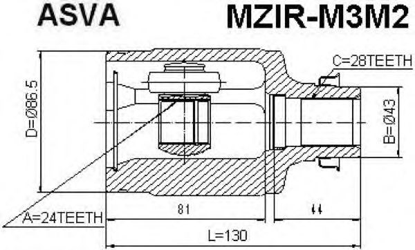 Шрус внутренний правый 24x43x28 (mazda 5 cr 2005-) MZIR-M3M2