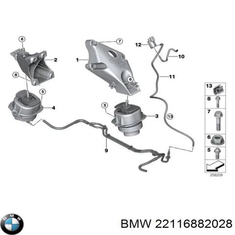 Кронштейн подушки (опоры) двигателя, правой 22116882028 BMW