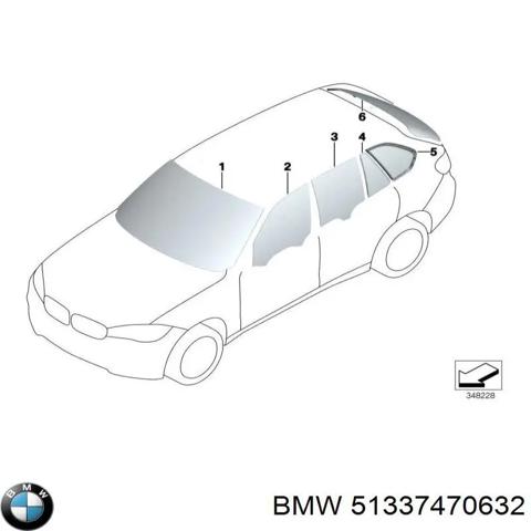 Стекло пассажирской двери 51337470632 BMW