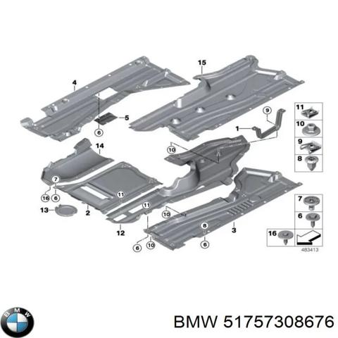 Защита днища, правая 51757308676 BMW