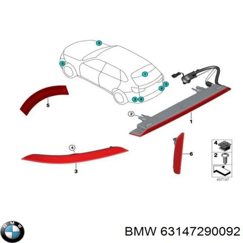 Правый отражатель бампера 63147290092 BMW