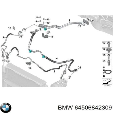 Шланг кондиционера, от радиатора к испарителю 64506842309 BMW