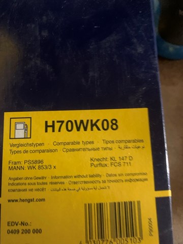 HENGST H70WK08 Топливный фильтр в наличии Павлоград