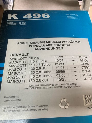 MFILTER K496 Фильтр воздушный в наличии Тернополь