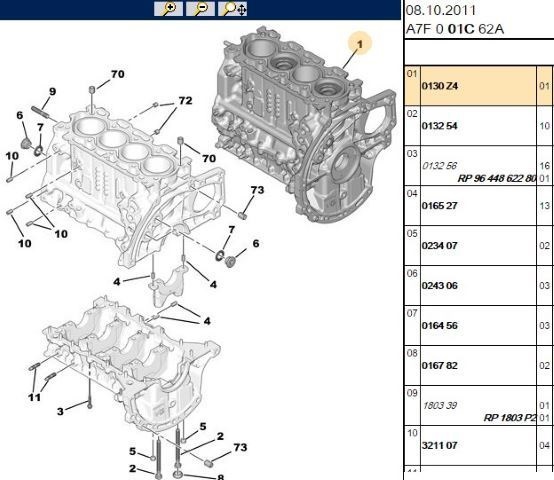 Блок цилиндров двигателя 0130Z4 PEUGEOT