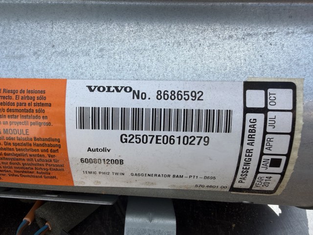 Подушка безопасности, пассажирская 8686592 VOLVO