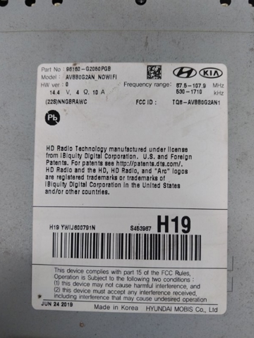 96160G2050PGB HYUNDAI Магнитола (радио AM/FM) купить в Чернигов