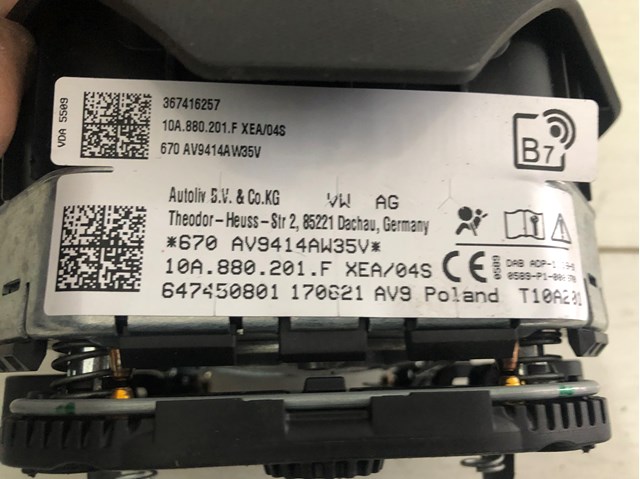 10A880201F VAG Подушка безопасности (AIRBAG) водительская купить в Тернополь