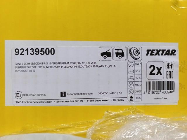 92139500 TEXTAR Передние тормозные диски купить в Киев