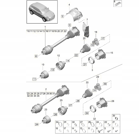 Пыльник шруса наружный, передний 8K0407285E PORSCHE