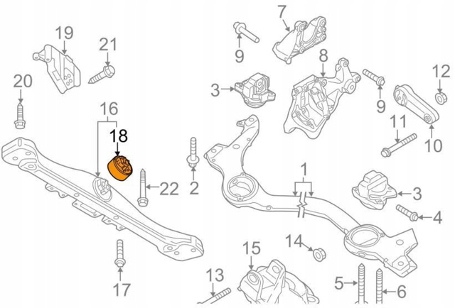 Задняя опора трансмиссии 95837505710 PORSCHE