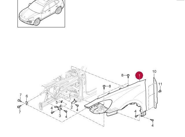 Правое крыло 95850303203GRV PORSCHE