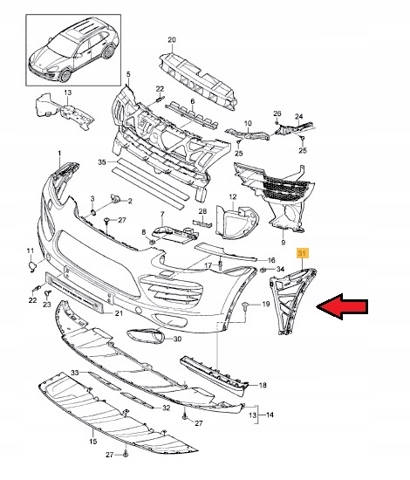 PORSCHE 95850517700 Кронштейн бампера переднего левый в наличии Винница