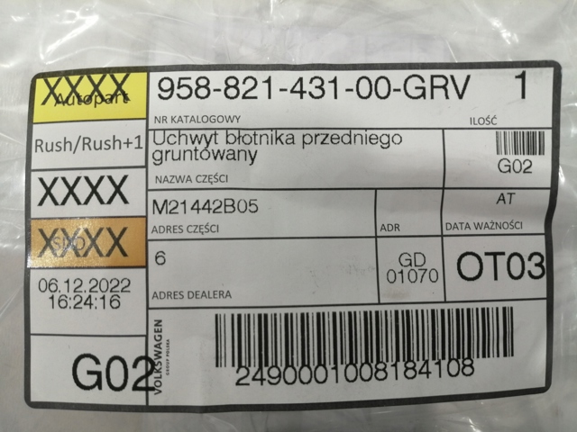 95882143100GRV Кронштейн крепления крыла  переднего левого верхний купить Украина