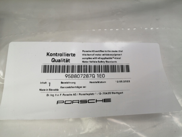 95B807287Q1E0 PORSCHE Панель крепления номерного знака переднего купить в Житомир