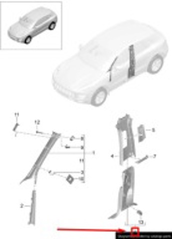 PORSCHE 95B867239B1E0 Обшивка стойки кузова внутренняя средняя нижняя правая в наличии Полтава