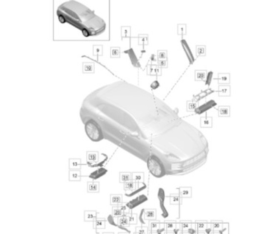 Подушка безопасности AIRBAG спинки сиденья, левого 95B880241A PORSCHE