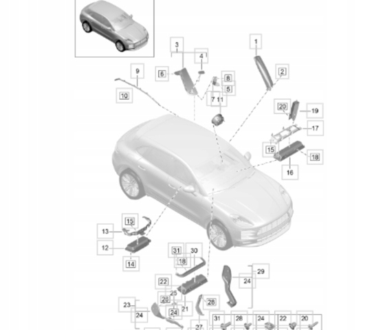 95B880742B PORSCHE Подушка безопасности (AIRBAG) шторка боковая правая купить в Одесса