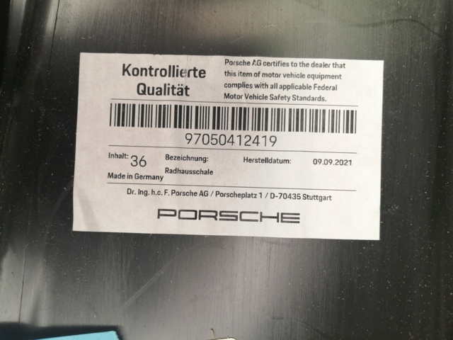 Подкрылок переднего крыла, правый передний 97050412419 PORSCHE