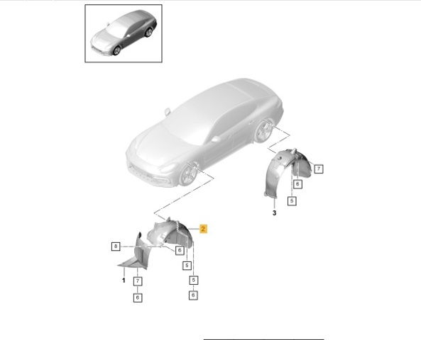 Подкрылок переднего крыла, правый задний 97050412604 PORSCHE