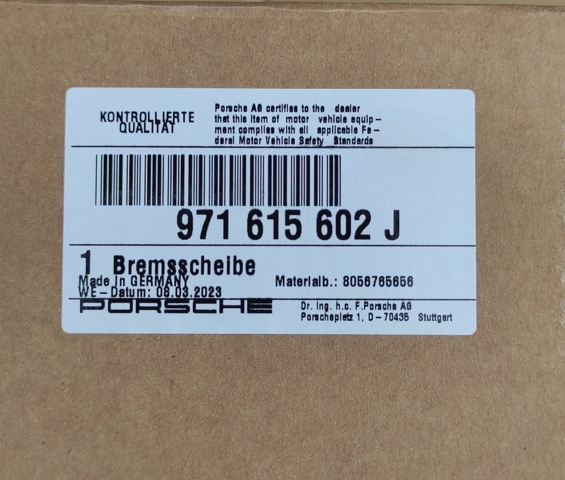 PORSCHE 971615301J Передние тормозные диски в наличии Одесса