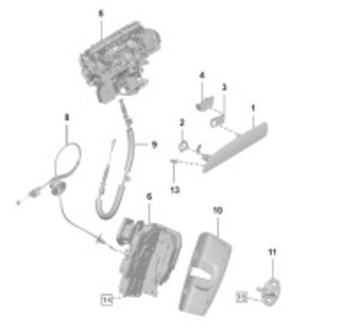 Ручка задней двери наружная, левая 9J1839205YG2X PORSCHE