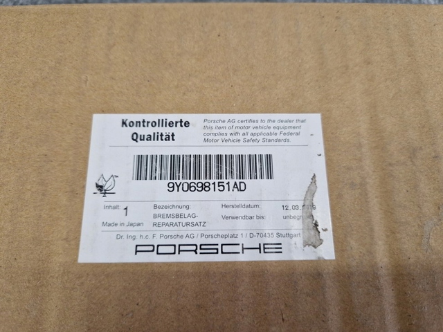 9Y0698151AD PORSCHE Колодки тормозные передние дисковые купить в Украина